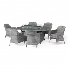 Santorini 6 Seat Oval Fire Pit Dining Set