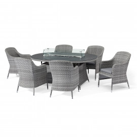 Santorini 6 Seat Oval Fire Pit Dining Set