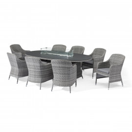 Santorini 8 Seat Oval Fire Pit Dining Set