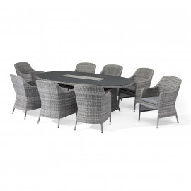 Santorini 8 Seat Oval Fire Pit Dining Set