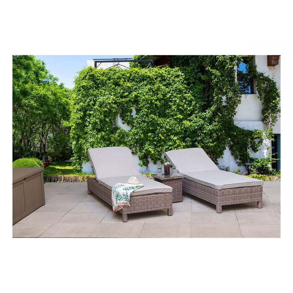 SARENA Sunbeds in Grey Alexandra Weave