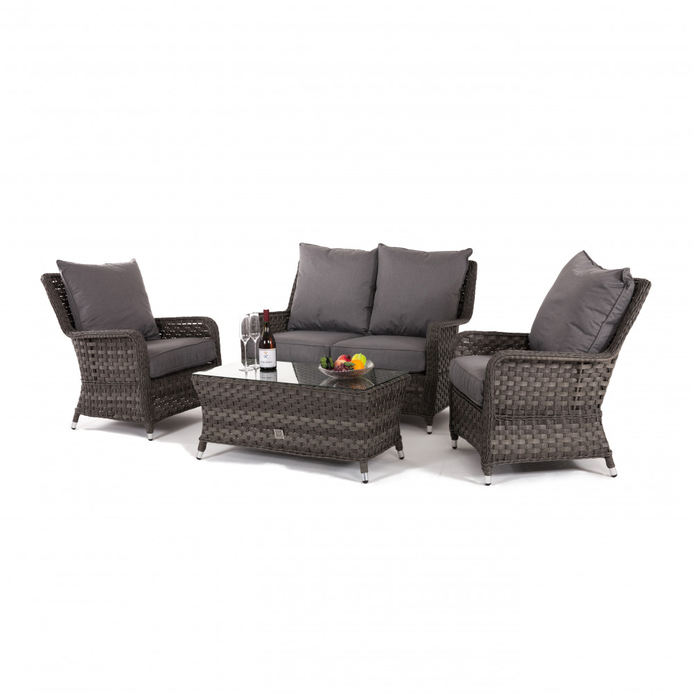 Victoria 2 Seat High Back Sofa Set / Grey