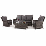 Victoria 3 Seat High Back Sofa Set / Grey