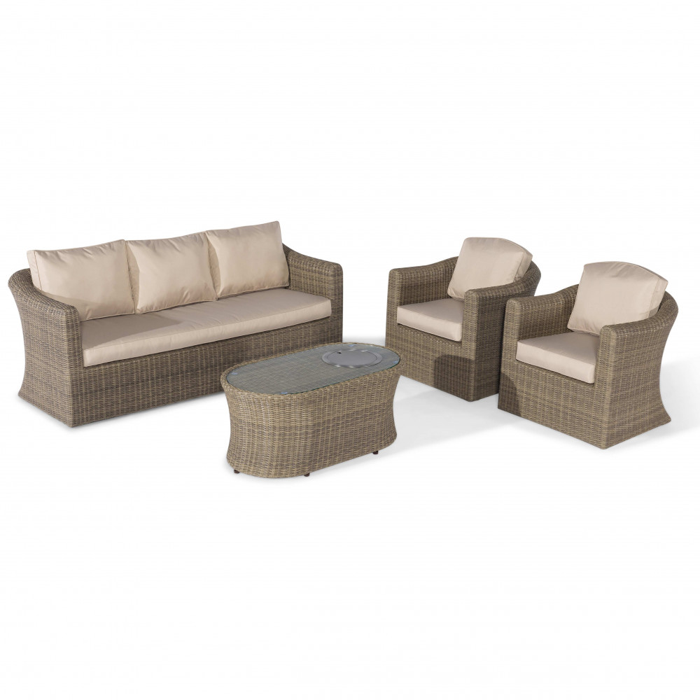 Winchester 3 Seat Sofa Set with Fire Pit Coffee Table