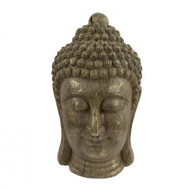 Buddha Head Carved Wood Effect