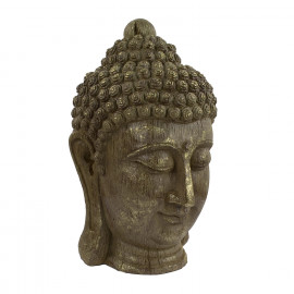 Buddha Head Carved Wood Effect