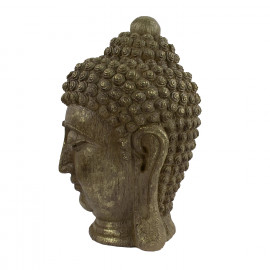 Buddha Head Carved Wood Effect