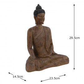 Buddha Sitting Carved Wood Effect