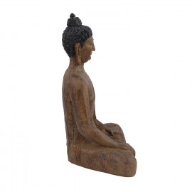 Buddha Sitting Carved Wood Effect