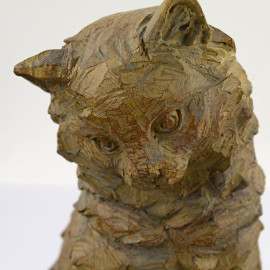 Cat Carved Wood Effect