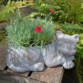 Cat Planter – blue iron effect