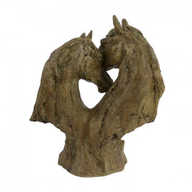 Double Horse Head Carved Wood Effect