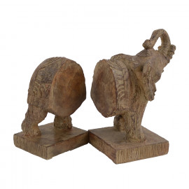 Elephant Bookends Carved Wood Effect