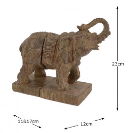 Elephant Bookends Carved Wood Effect