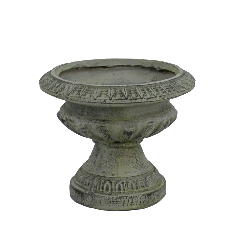 Fluted Urn Low 28cm Verdigris Effect