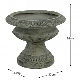 Fluted Urn Low 28cm Verdigris Effect