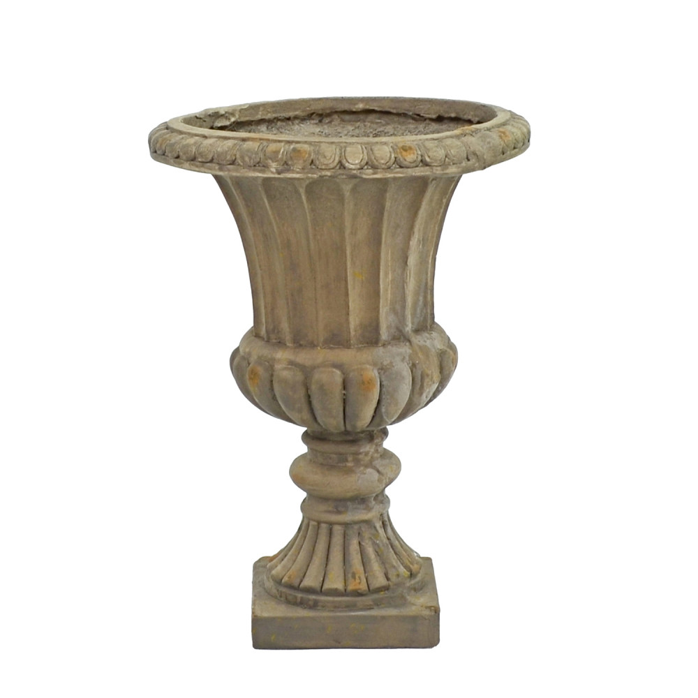 Fluted Urn Medium 49cm Weathered Dark Stone Effect