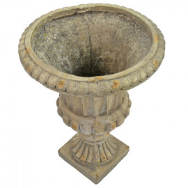 Fluted Urn Medium 49cm Weathered Dark Stone Effect