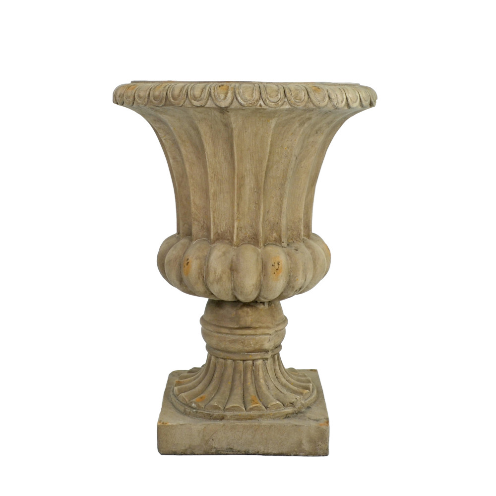 Fluted Urn Tall 71cm Weathered Dark Stone Effect