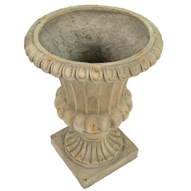 Fluted Urn Tall 71cm Weathered Dark Stone Effect