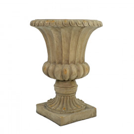 Fluted Urn Tall 71cm Weathered Dark Stone Effect