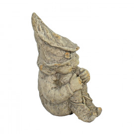 Gnome Sitting 36cm Weathered Dark Stone Effect