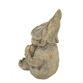 Gnome Sitting 36cm Weathered Dark Stone Effect