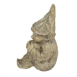 Gnome Sitting 36cm Weathered Dark Stone Effect
