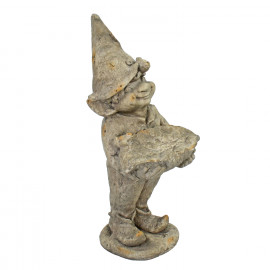 Gnome Standing 50cm Weathered Dark Stone Effect