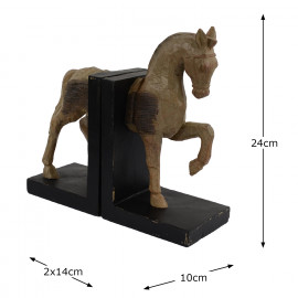 Horse Bookends Carved Wood Effect