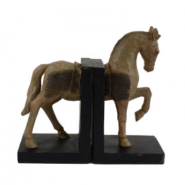 Horse Bookends Carved Wood Effect
