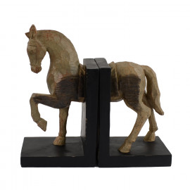 Horse Bookends Carved Wood Effect