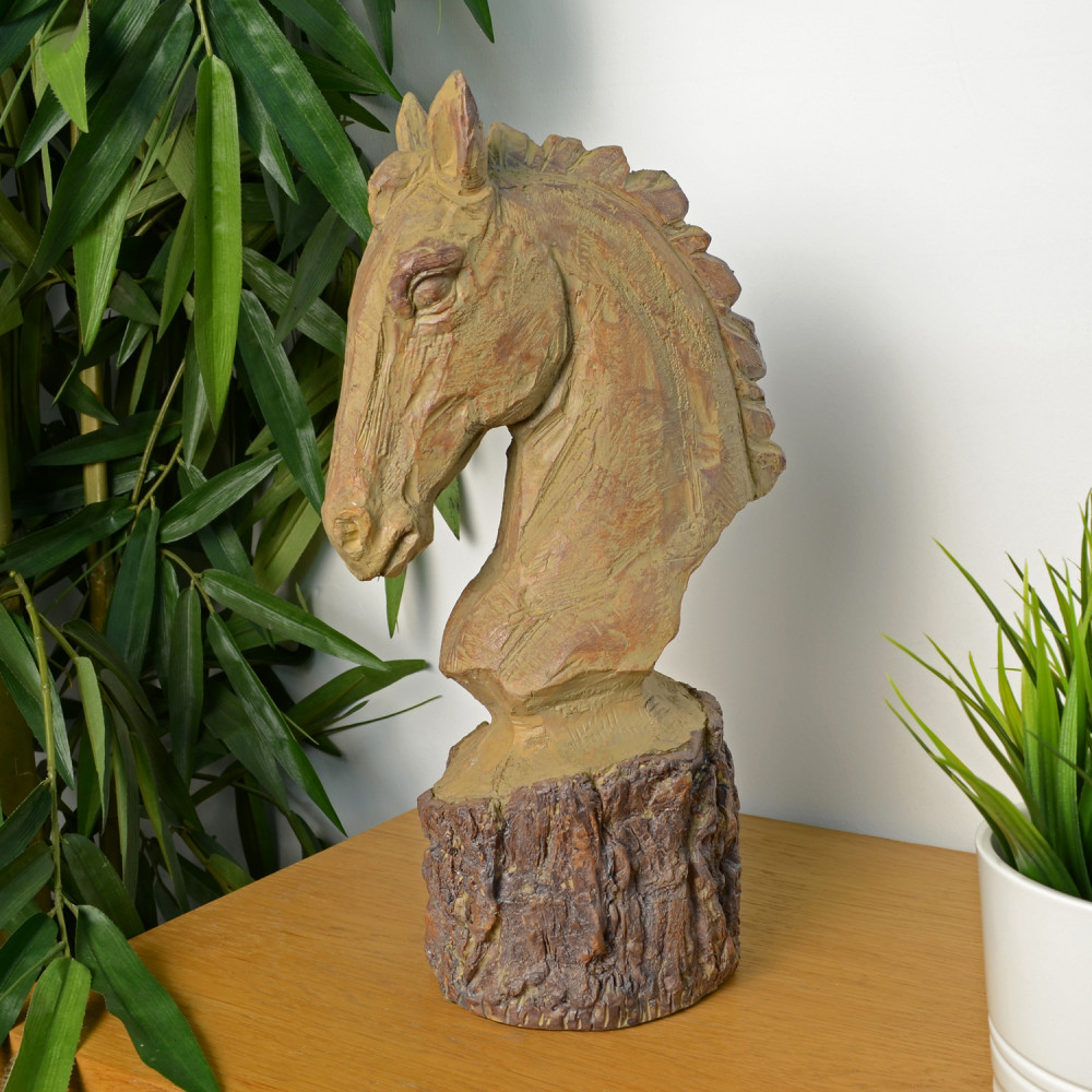 Horse Head Carved Wood Effect