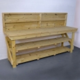 Wooden Work Bench With Back Panel - Pressure Treated