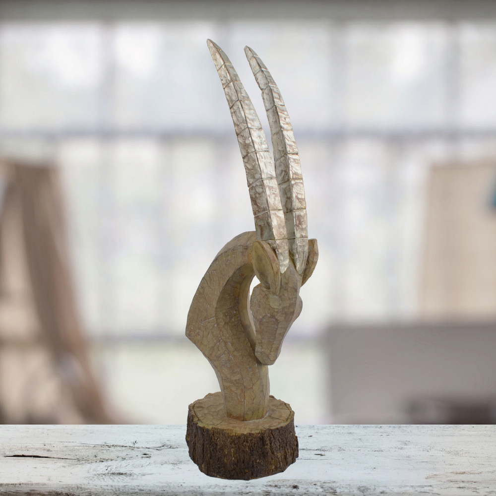 Oryx Head Carved Wood Effect