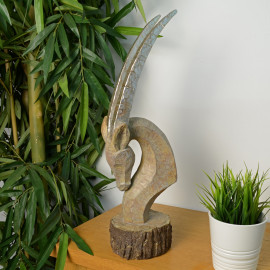 Oryx Head Carved Wood Effect