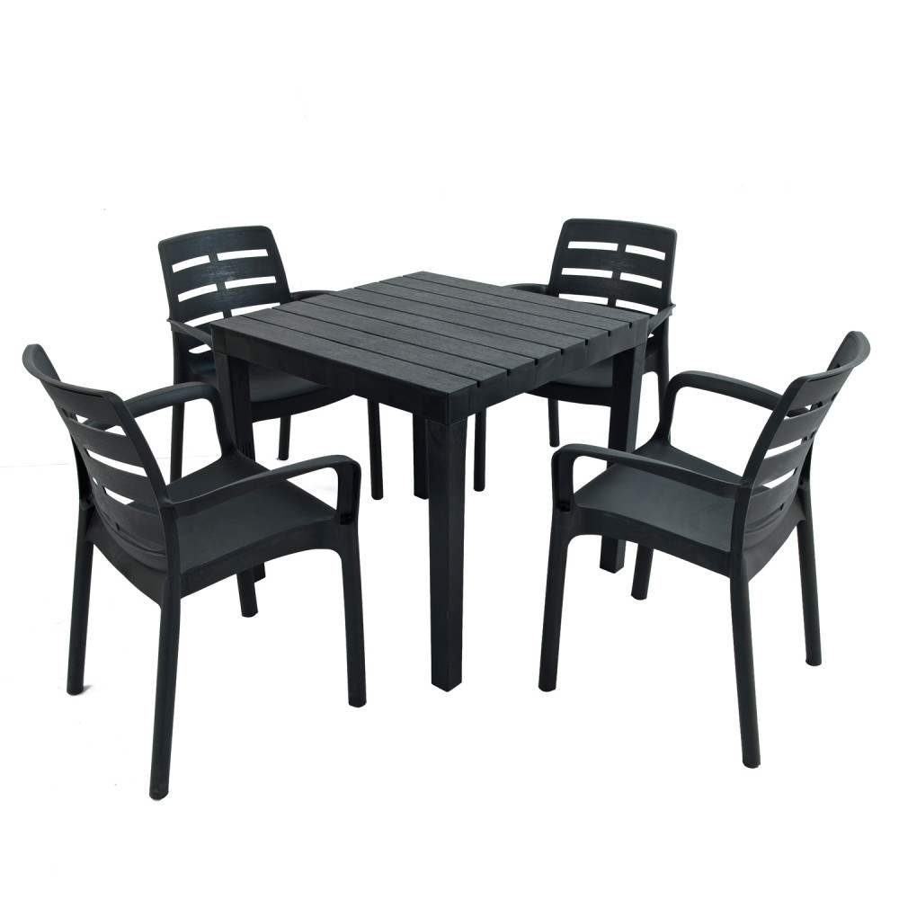 Roma Square Table with Siena Chair in Anthracite