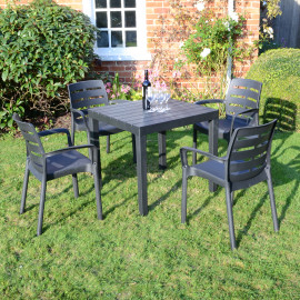 Roma Square Table with Siena Chair in Anthracite