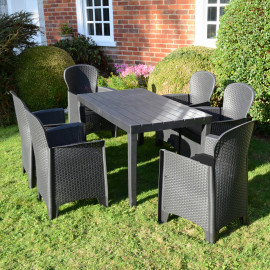 Roma Rectangular Table and Sicily Chairs in Anthracite