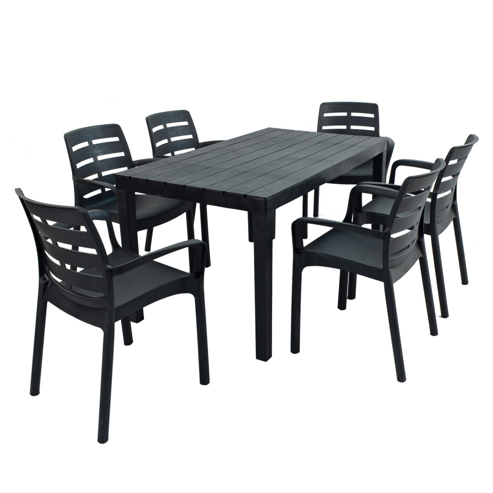Roma Rectangular Table and Siena Chairs in Anthracite