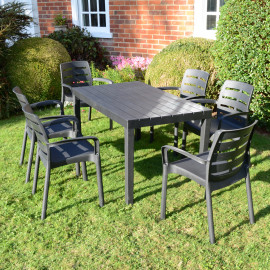 Roma Rectangular Table and Siena Chairs in Anthracite