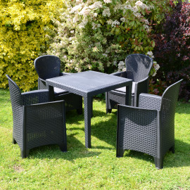Salerno Square Table with Sicily Chairs in Anthracite
