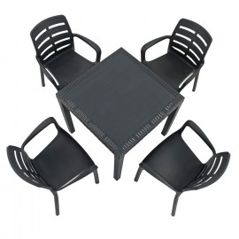 Salerno Square Table with Siena Chairs in Anthracite