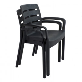Salerno Square Table with Siena Chairs in Anthracite