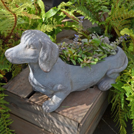 Sausage Dog Planter – blue iron effect