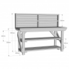 Wooden Work Bench With Back panel